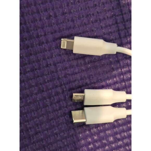 3 pcs Multi USB Charger Cable 3 in 1 Charging Cord Lightning Type C Micro Ends - Picture 3 of 4